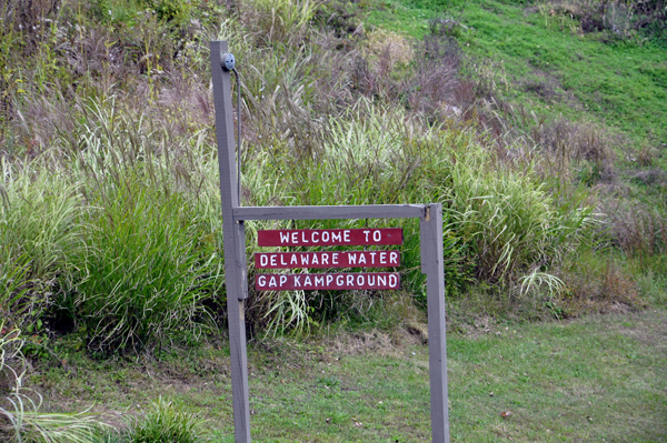 Welcome to Delaware Water Gap Campground sign